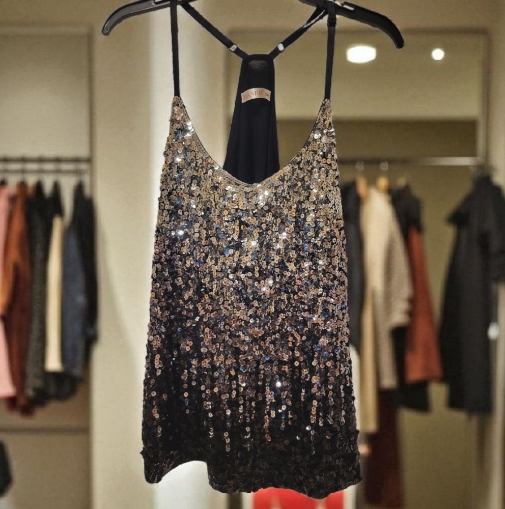 Sequin Black and Silver Women's Top